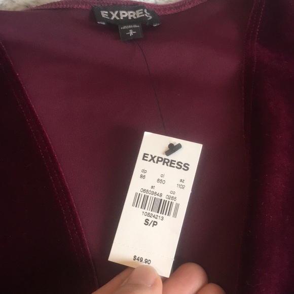 Burgundy velvet deep v top - Picture 3 of 3